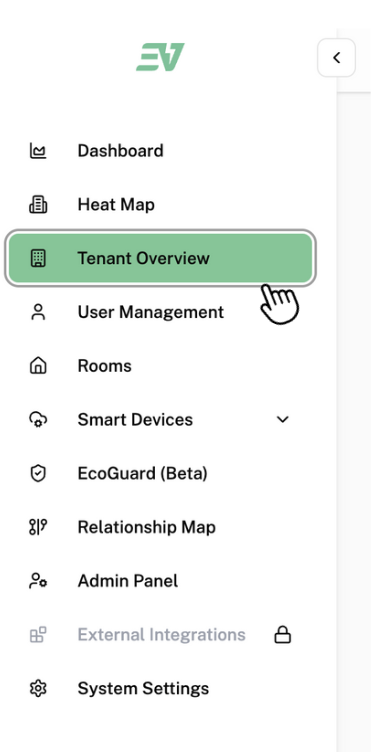 Tenant Overview sidebar