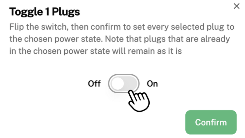 Power toggle popup